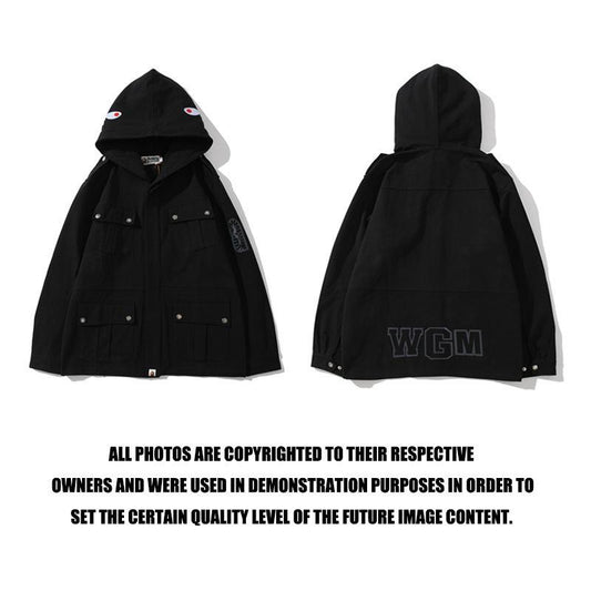 Bathing Ape Hoodie Spring Autumn Men's Solid Color Shark Head Coat Jacket