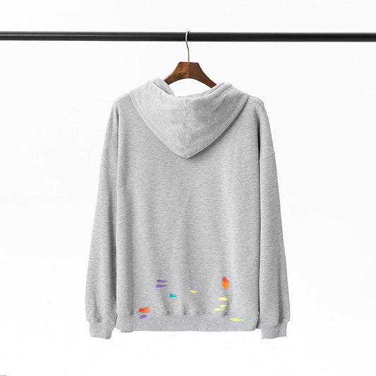 Gallery Dept Hoodie Luo Hand Painted Graffiti Letter Printing Pure Cotton