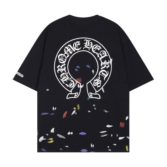 Chrome Heart T Shirts Croix Cross Sanskrit Embroidery Versatile Casual Loose