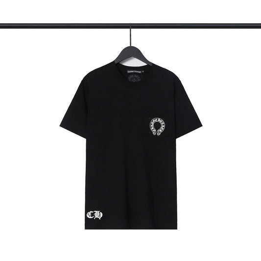 Chrome Heart T Shirts Croix Cross Leather Printed Short Sleeve T-Shirt