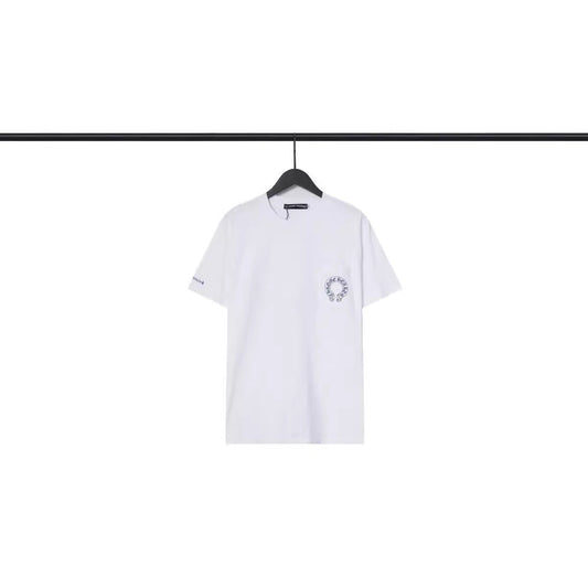 Chrome Heart T Shirts Blue Cross Loose Crew Neck Short Sleeve