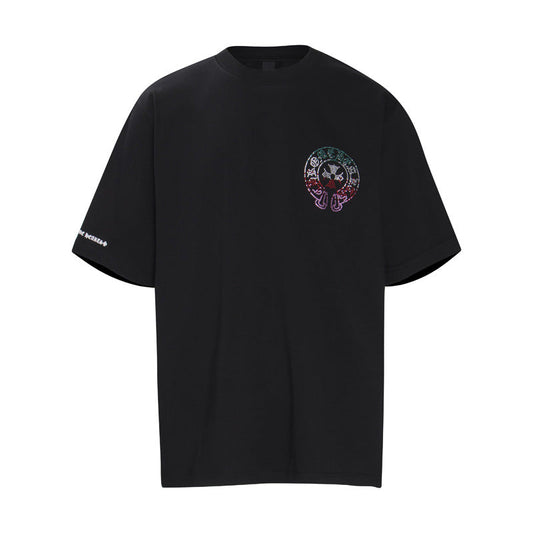 Chrome Heart T Shirts Horseshoe Sanskrit Cross Color Hot Diamond Short Sleeve T-Shirt
