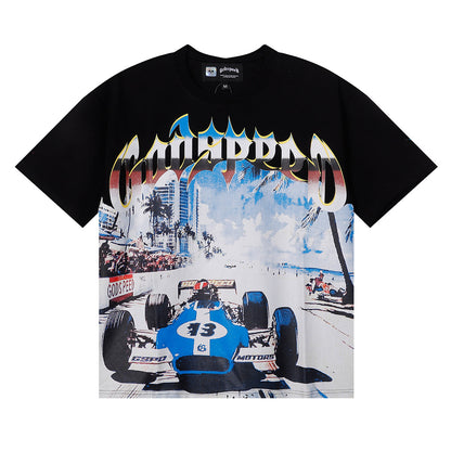 Godspeed T-shirts Beach Road Racing Printed Cotton Casual Short Sleeves Men and Women