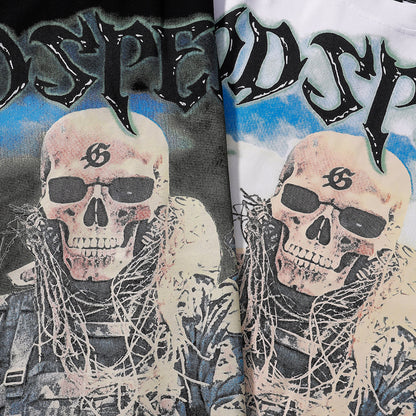 Godspeed T-shirts Skull Marines Printed Cotton Casual Short Sleeves Men and Women