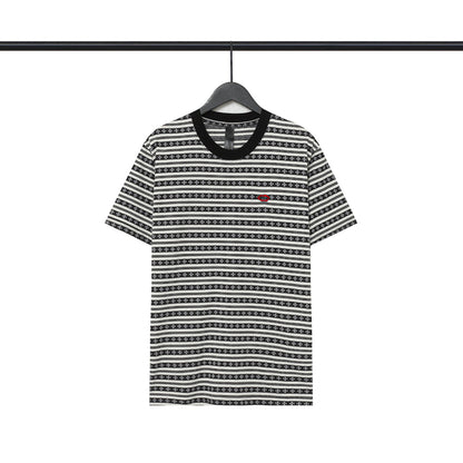 Chrome Heart T Shirts Poison Home Stripe Jacquard Embroidery Short Sleeve Couple T-Shirt