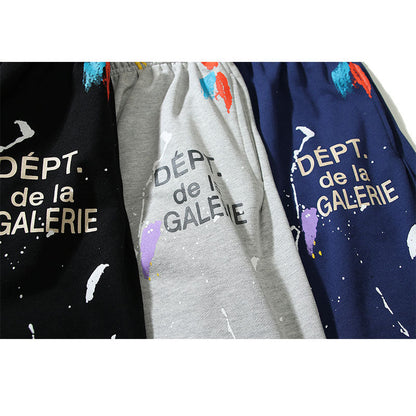 Gallery Dept Shorts Hand Painted Graffiti Ink Splashed Alphabet Casual Shorts