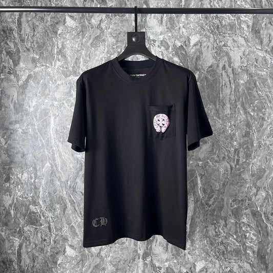 Chrome Heart T Shirts Chrome Hearts Pink Sanskrit Short Sleeve T-Shirt