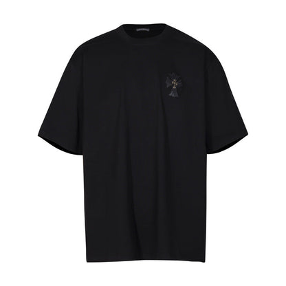Chrome Heart T Shirts Croix Cross Color Embroidery Printed Short Sleeve T-Shirt Loose