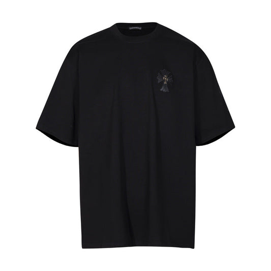 Chrome Heart T Shirts Croix Cross Color Embroidery Printed Short Sleeve T-Shirt Loose