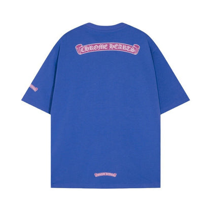 Chrome Heart T Shirts Sanskrit cross print embroidery casual loose