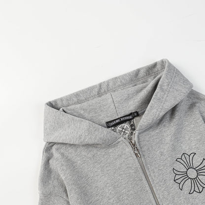Chrome Heart Hoodie Crowe Hooded Sweater Cardigan Zip Long Sleeve Jacket