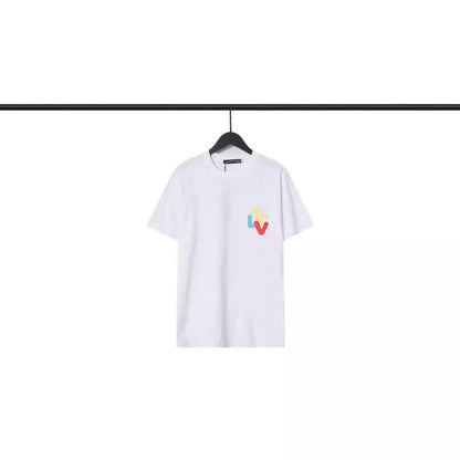 Chrome Heart T Shirts Croix Cross Color Leather Printed Short Sleeve T-Shirt