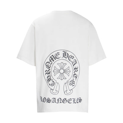 Chrome Heart T Shirts Summer Horseshoe Cross Print Short Sleeve T-Shirt