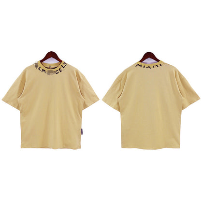 Palm Angels T-shirt Collar Letter Print Short Sleeve T-shirt