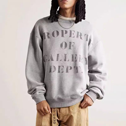 Gallery Dept Long Sleeve Shirt Letter Print Print Long Sleeve Crew Neck Sweater
