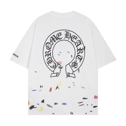 Chrome Heart T Shirts Croix Cross Sanskrit Embroidery Versatile Casual Loose