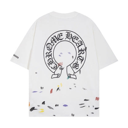 Chrome Heart T Shirts Croix Cross Sanskrit Embroidery Versatile Casual Loose