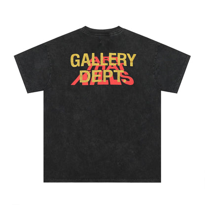 Gallery Dept T Shirts TV Printing Washed Distressed Short Sleeve plus Size
