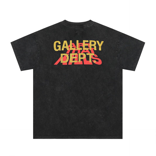 Gallery Dept T Shirts TV Printing Washed Distressed Short Sleeve plus Size