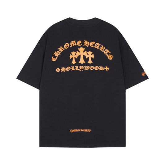 Chrome Heart T Shirts CROW Summer Short Sleeve Embroidery Crew Neck Loose