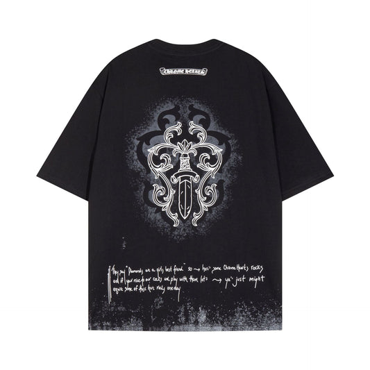 Chrome Heart T Shirts Sanskrit Short Sleeve T-Shirt Crew Neck
