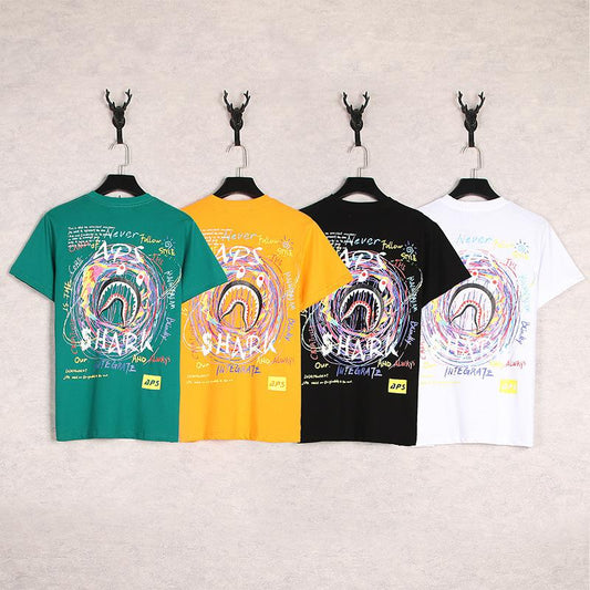 Bathing Ape T-Shirt Cartoon Round Neck Summer Printed Large Size Short Sleeve Casual