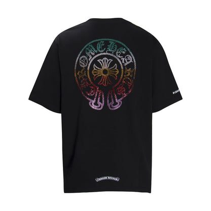 Chrome Heart T Shirts Horseshoe Sanskrit Cross Color Hot Diamond Short Sleeve T-Shirt